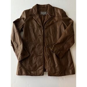 Wilsons Women's Sz Medium Brown Leather Button Up Jacket